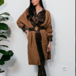 Ζακέτα πλεκτή μακριά ταμπά