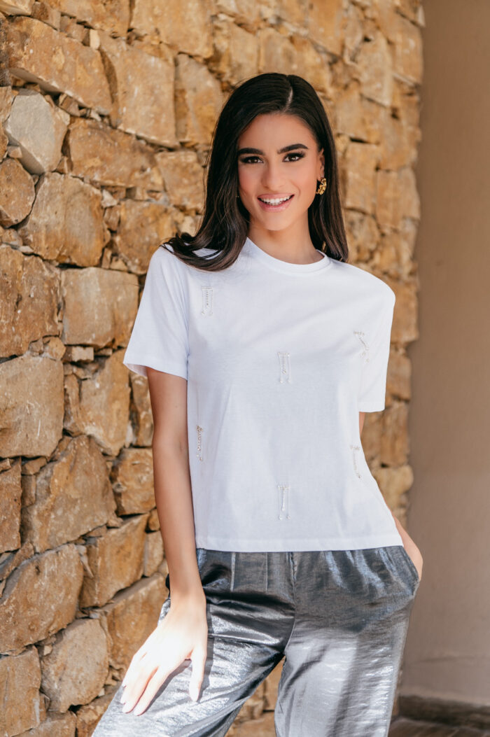 T-shirt λευκό με στρας