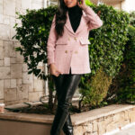 Blazer σακάκι πτι καρό ροζ.