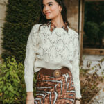 Μπλούζα μπεζ πλεκτή με πέτρες