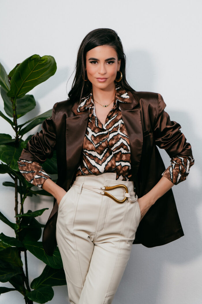 Blazer σακάκι καφέ σατέν oversized