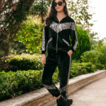 Φόρμα σετ μαύρη βελούδινη με παγέτα