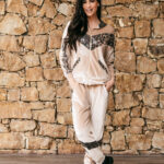 Φόρμα σετ καφέ βελούδινη με παγέτα