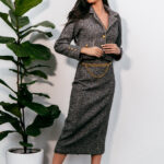 Σετ πτι καρό γκρι με φούστα