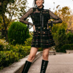 Φόρεμα μαύρο τύπου Channel με ενσωματωμένο πουκάμισο