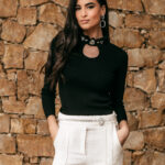 Μπλούζα μαύρη με πέτρες