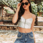 Crop top μπούστο σε ασημί απόχρωση