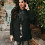 Blaser oversized μαύρο με λεπτή λευκή ρίγα