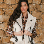 Μπουφάν αμάνικο μουτόν μπεζ