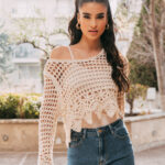 Μπλούζα μπεζ αραιή πλέξη