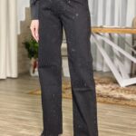 Παντελόνι τζιν μαύρο με στρας