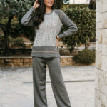 Φόρμα σετ σκούρο γκρι πλεκτή