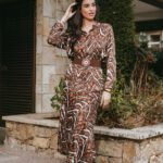 Φούστα σατέν λεοπάρ καφέ