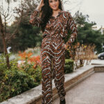 Παντελόνα σατέν λεοπάρ καφέ