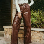 Παντελόνι δερματίνη καφέ