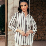 Πουκάμισο μπεζ με σκούρη καφέ ρίγα