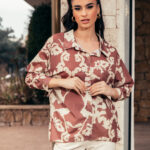 Πουκάμισο εμπριμέ καφέ σκούρο μπεζ