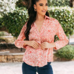 Πουκάμισο εμπριμέ ροζ-ιβουάρ