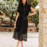 Φόρεμα μαύρο κιπούρ maxi