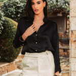 Πουκάμισο σατέν μαύρο