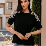 Μπλούζα μαύρη με κέντημα