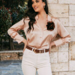 Πουκάμισο σατέν σομόν