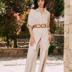 Σετ μπεζ πουκάμισο-παντελόνα