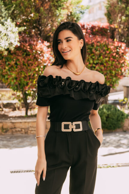 Μπλούζα μαύρη off shoulder