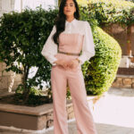 Ολόσωμη φόρμα στράπλες ροζ