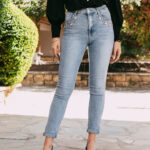 Παντελόνι τζιν ανοιχτό μπλε με στρας