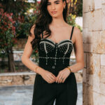 Crop top μπούστο μαύρο με στρας