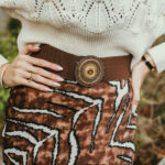 Ζώνη καφέ ελαστική με στρας τόκα