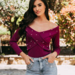 Μπλούζα μωβ off shoulder