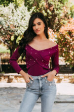Μπλούζα μωβ off shoulder