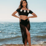 Μαγιό μπικίνι κοντομάνικο με παρεό μαύρο