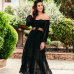 Σετ crop top με φούστα μαύρο