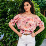 Μπλούζα off shoulder τούλινη ροζ