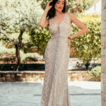 Φόρεμα maxi με παγιέτες και χάντρες silver