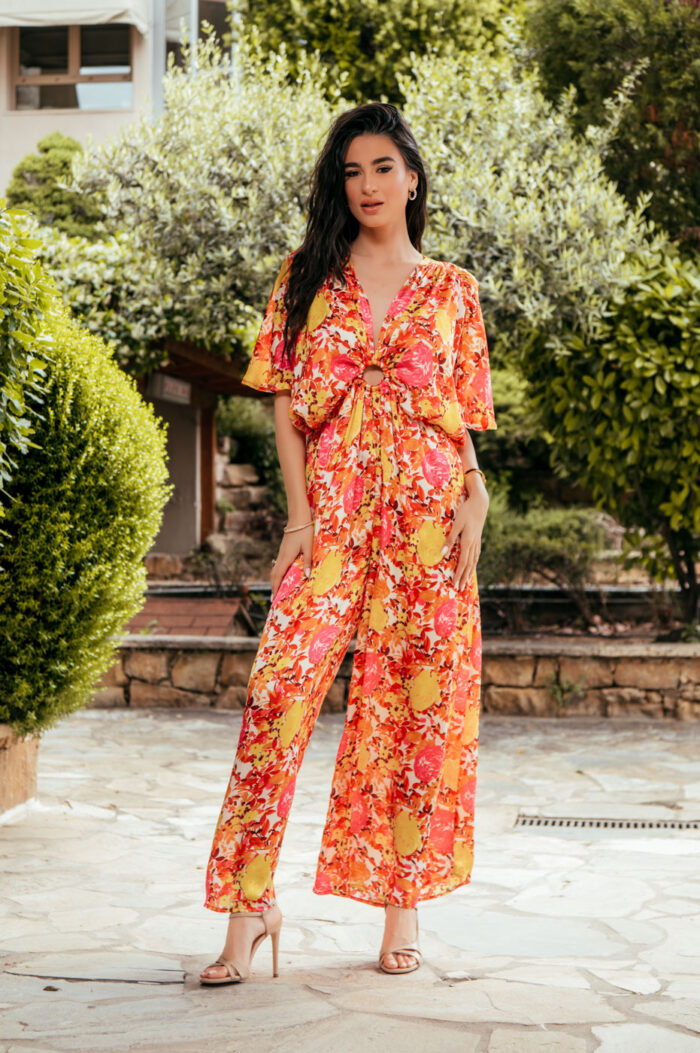 Ολόσωμη φόρμα εμπριμέ wide leg