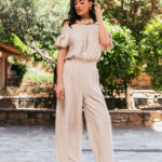 Σετ μπλούζα - παντελόνι μπεζ