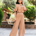 Σετ μπλούζα - παντελόνι καφέ