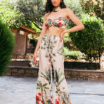 Σετ τοπ - παντελόνι μπεζ