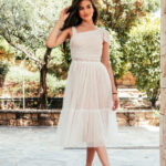 Φόρεμα τούλινο midi λευκό