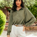 Πουκάμισο σατέν ριγέ πράσινο