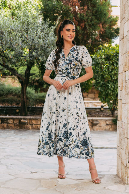 Φόρεμα maxi κιπούρ άσπρο