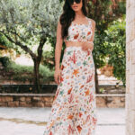 Σετ crop top - φούστα εκρού κοχύλια