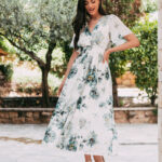 Φόρεμα maxi λευκό-πράσινο