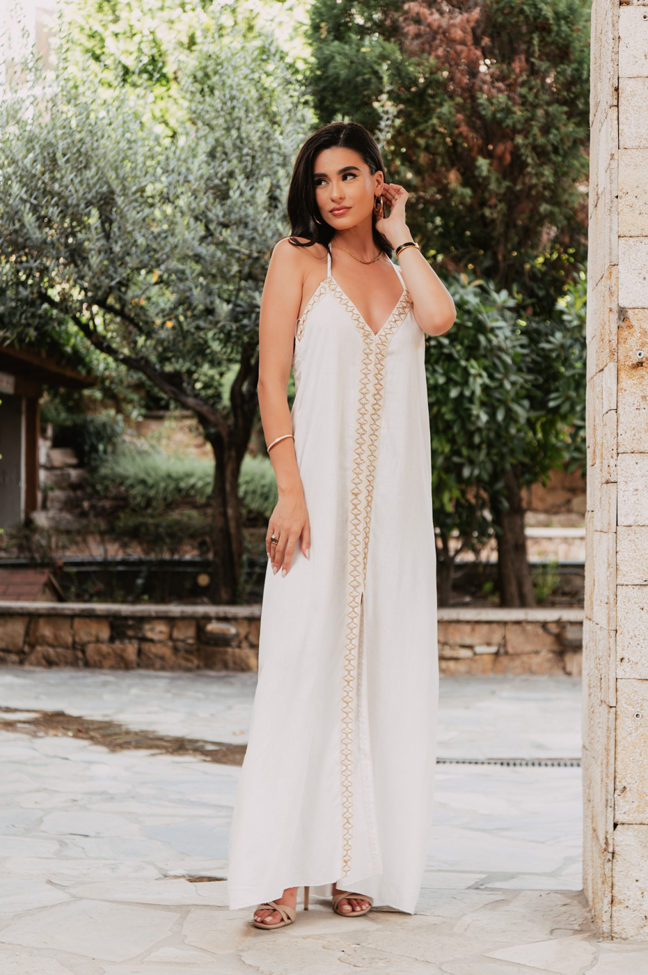 Φόρεμα maxi λευκό