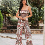 Ολόσωμη φόρμα στράπλες καφέ