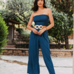 Ολόσωμη φόρμα στράπλες σκούρο μπλε